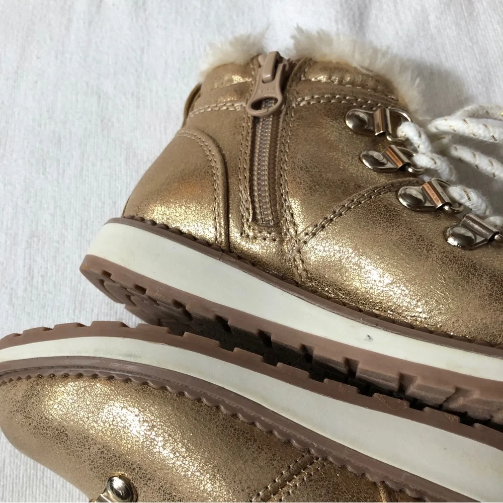 Cat & Jack Glittery Gold Ankle Boots Toddlers Size 7
